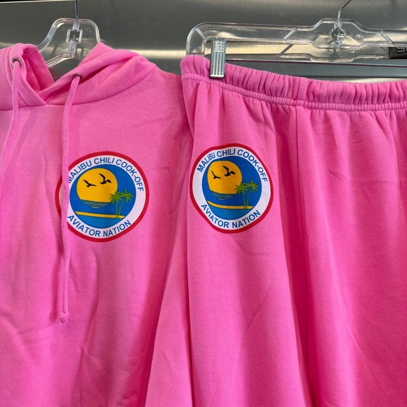 NWT Aviator Nation SET Malibu Chili Cook Off 2023 Neon Pink Sweatsuit matching - Picture 4 of 16